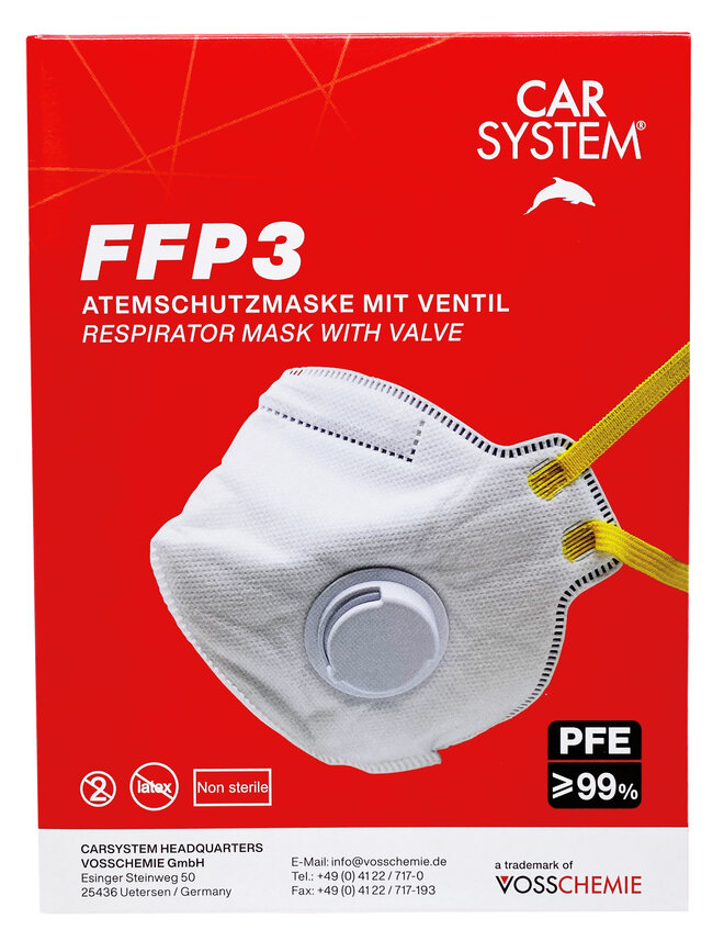 gåde Formen Nominering Atemschutzmaske FFP3 mit Ventil Atemschutzmaske - CARSYSTEM